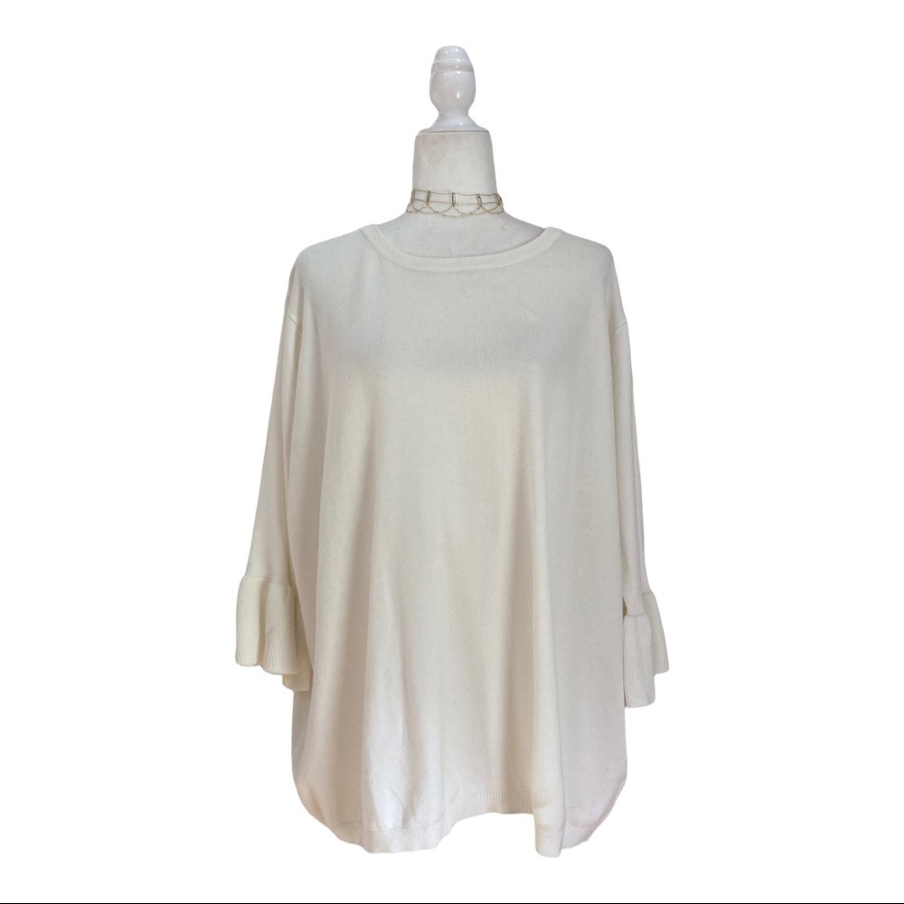 Capsule Ruffle Sleeve White Sweater NWT - Picture 7 of 7